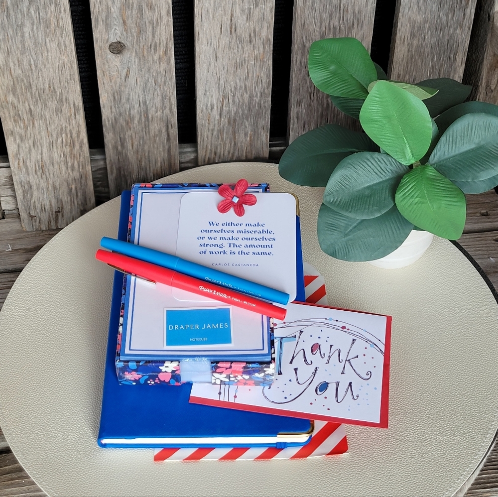 Draper James Floral Notecard Set with Red and Blue Pens